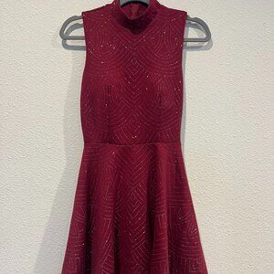 City Studio Cranberry skater-style dress with gemstones Sz 1 - Perfect for HoCo